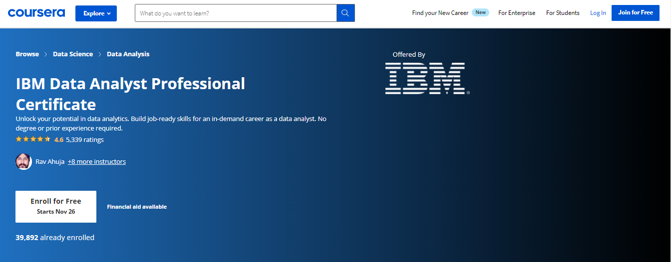 IBM Data Analyst Course