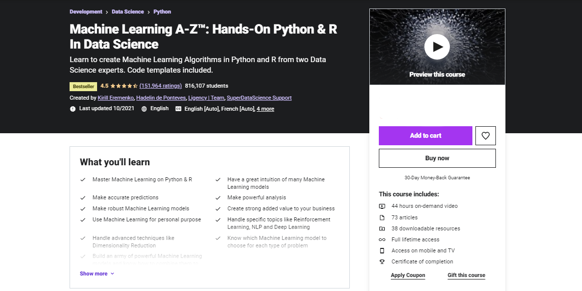 Machine Learning A-Z_Hands-on Python & R in Data Science