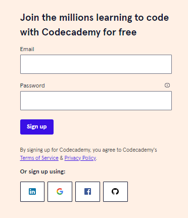 Codeacademy Registration