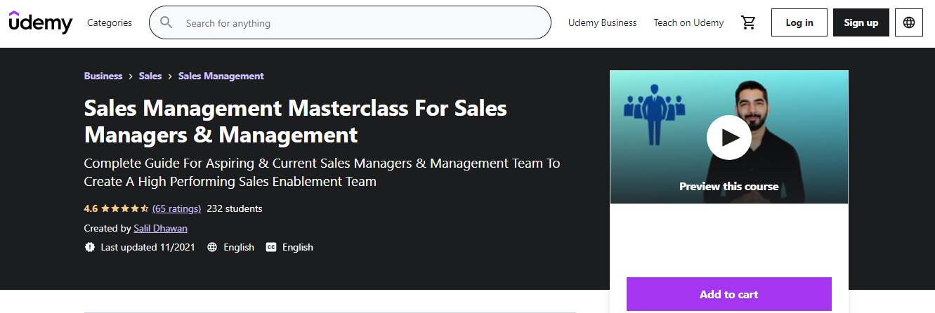 Sales Management Masterclass for Sales Managers and Management