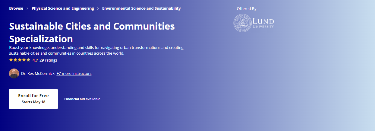 Sustainable Cities and Communities Specialization Course