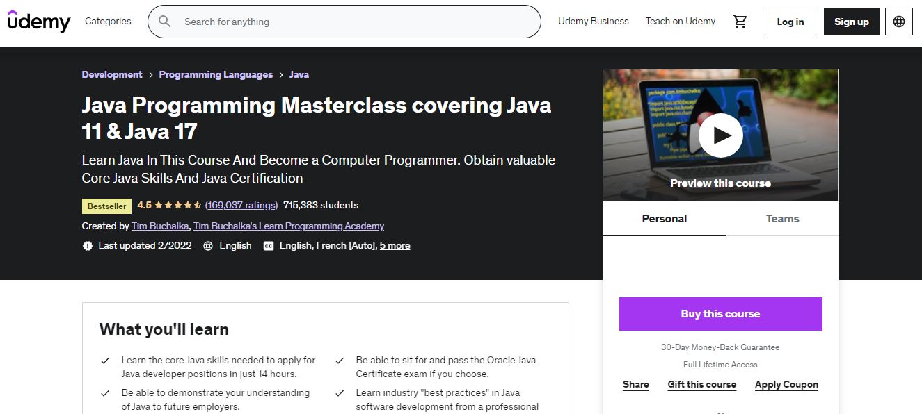 Java Programming Masterclass Covering Java 11 & Java 17